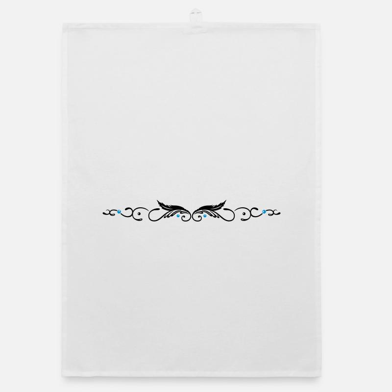 Ornament with two feathers, indian style. Organic dish towel