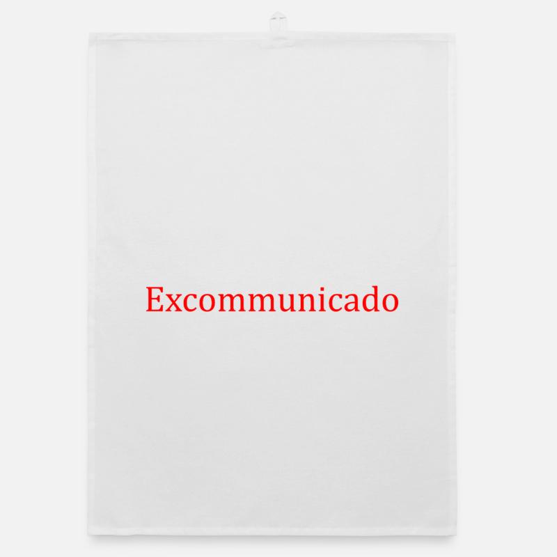 Excommunicado - red lettering Organic dish towel