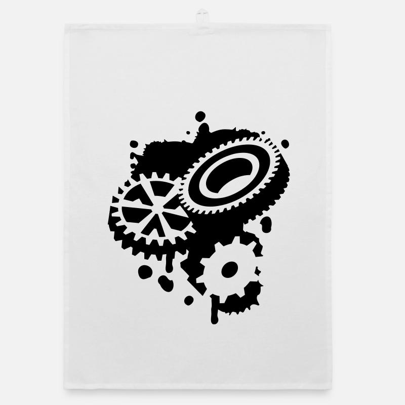 Three gear wheels as a graffiti Organic dish towel