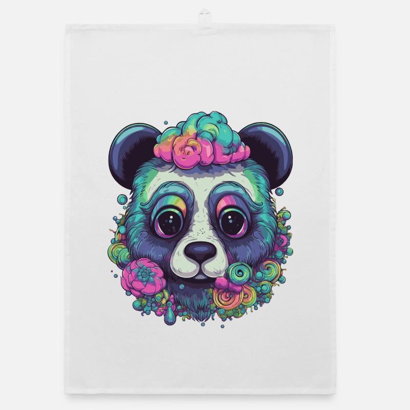 Psychedelischer Panda Organic Geschirrtuch