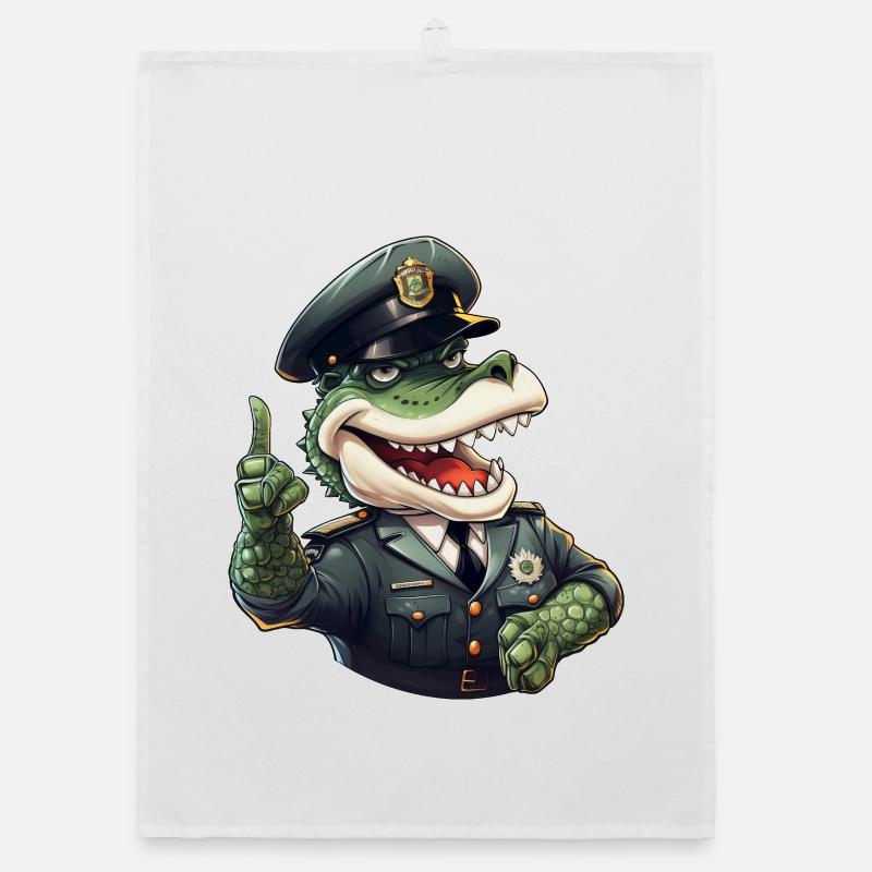 Crocodile Policeman Organic dish towel