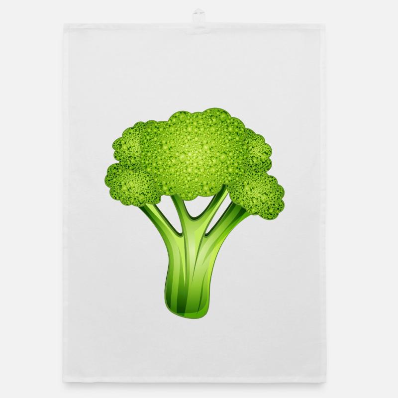 Brocoli vert vif dans un style bande dessinée élégant Torchon bio