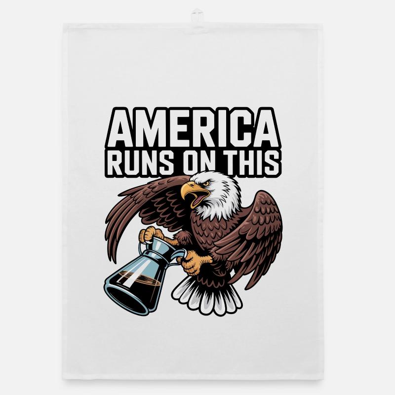 America Runs on Coffee Eagle Organic dish towel