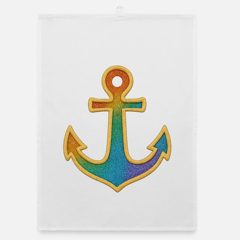 Leuchtender Anker in Regenbogenfarben Organic Geschirrtuch