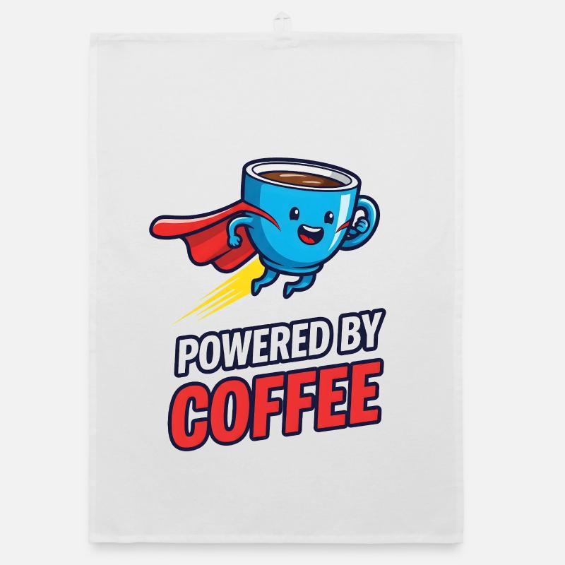 Kaffee Superheld mit Cape Organic Geschirrtuch