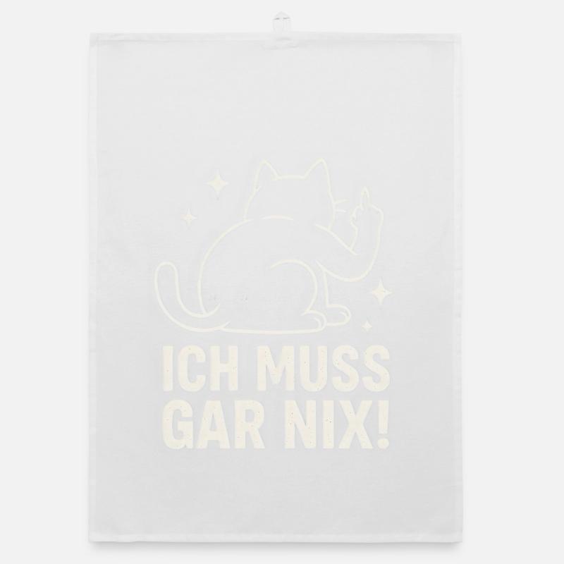 faule Katze - Statement Spruch - ich muss gar nix  Organic Geschirrtuch