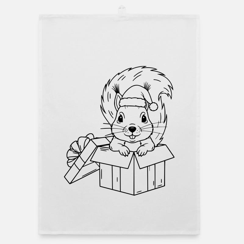 Süßes Weihnachts-Eichhörnchen in Geschenkbox Organic Geschirrtuch