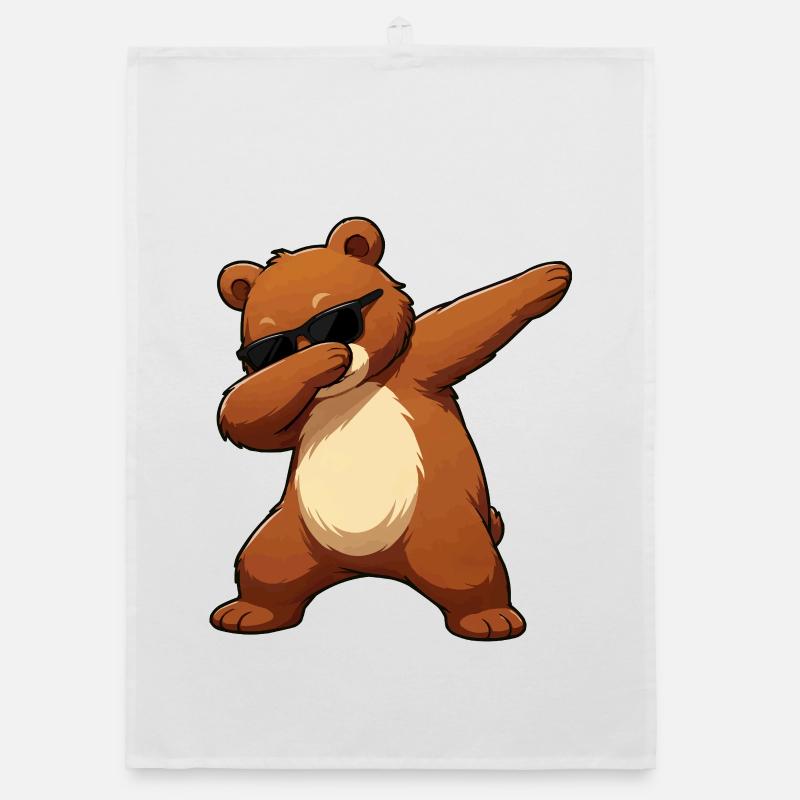 Dab Bear with Sunglasses Organic dish towel