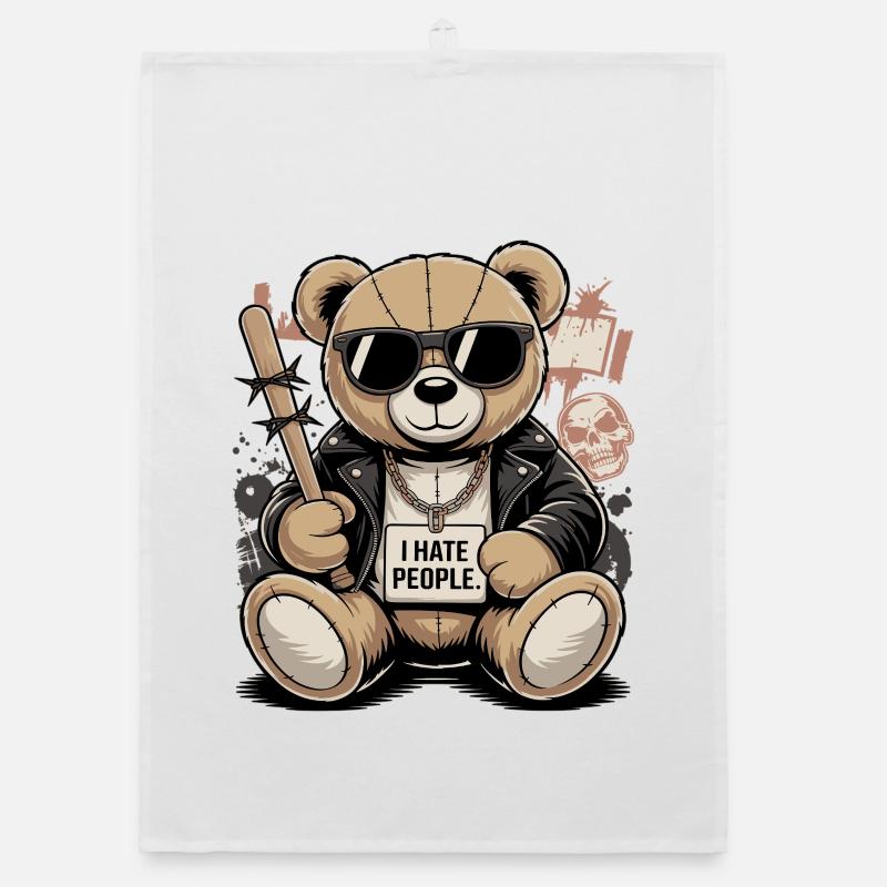 Bad Teddy – I Hate People Bär Design Organic Geschirrtuch