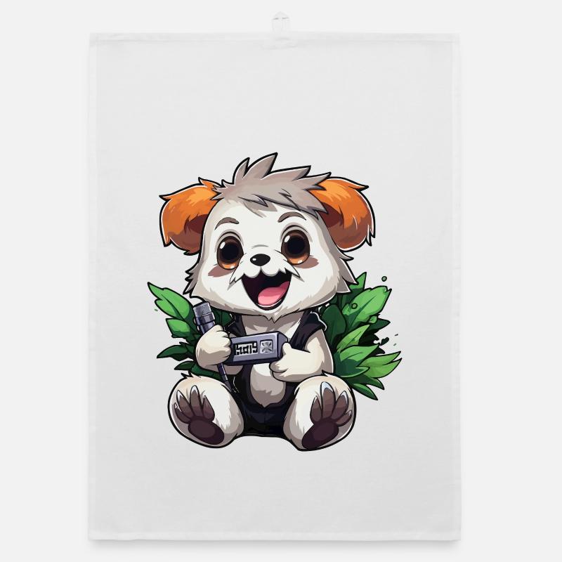 Panda Gamer mit Controller Organic Geschirrtuch