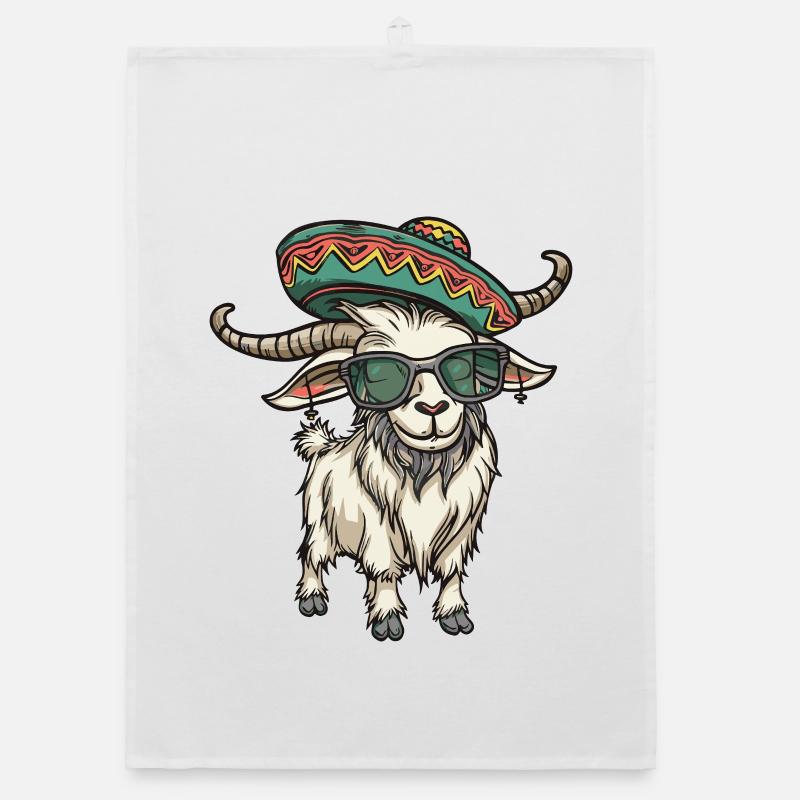 Mountain Goat Comic Funny Sombrero Organic dish towel