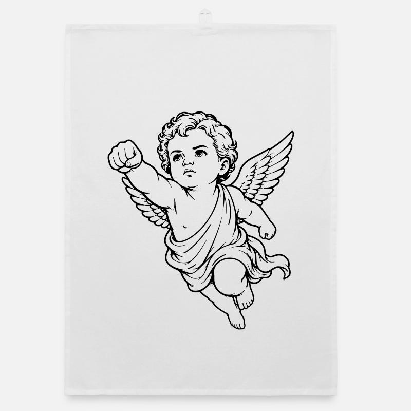 Fliegender Cherub Engel Faust Motiv Organic Geschirrtuch