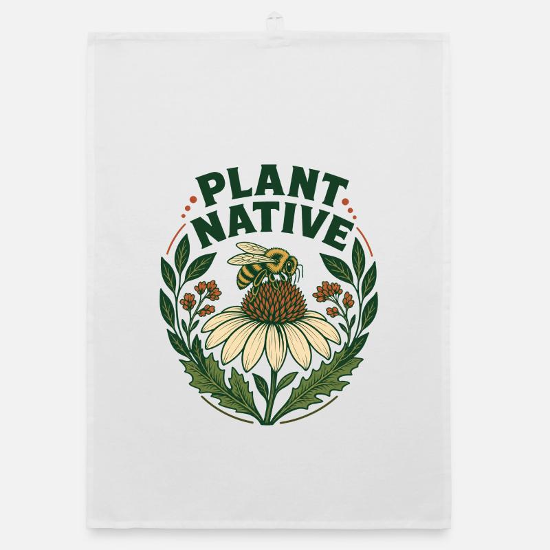 Plant Native Bee and Coneflower Pollinator Garden  Organic Geschirrtuch