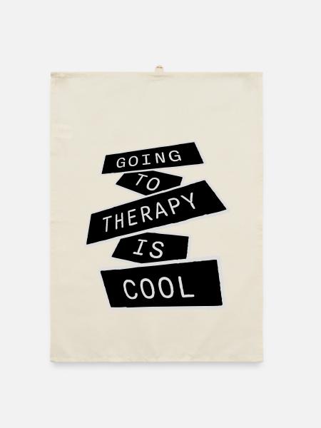 Going To Therapy Is Cool Lustig Psychisch Gesund - Organic Geschirrtuch - Natur - Vorne