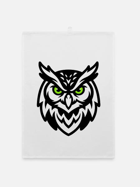 Owl Mascot E Sport Logo - Organic dish towel - white - Front