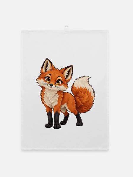Frecher Rotfuchs - Organic Geschirrtuch - Weiß - Vorne
