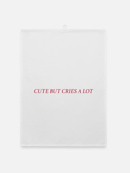cute but cries a lot (rot) - Organic Geschirrtuch - Weiß - Vorne