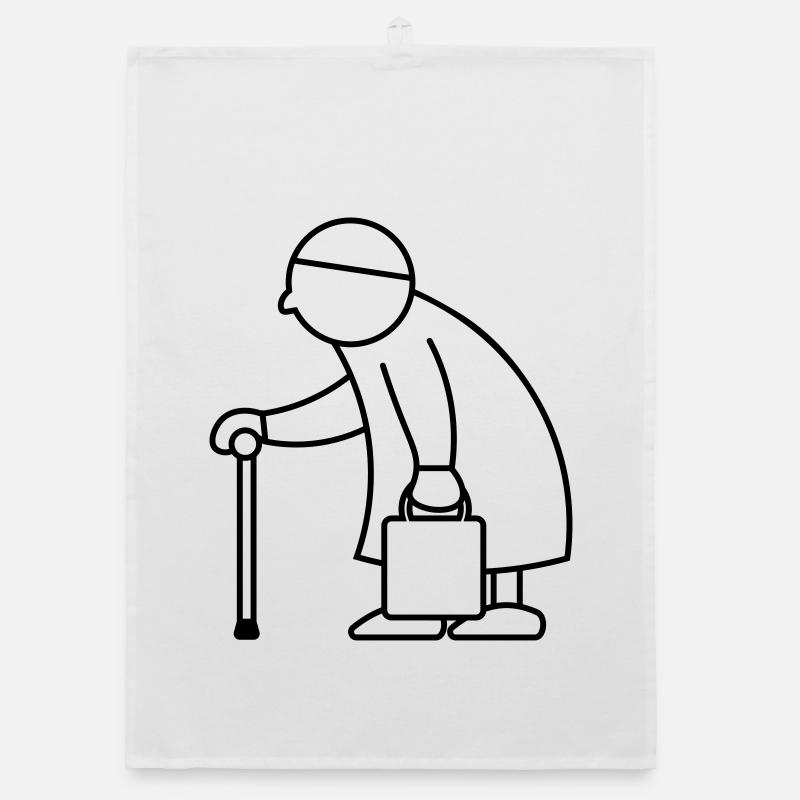 Alte Dame mit Einkaufstasche Organic Geschirrtuch