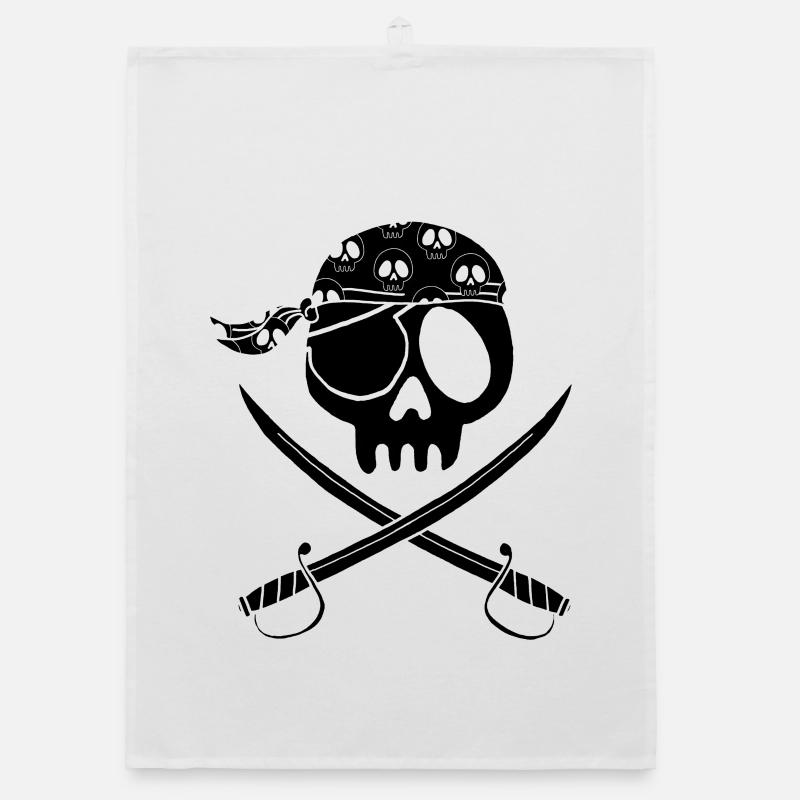 Schwarzer Piratenschädel Organic Geschirrtuch