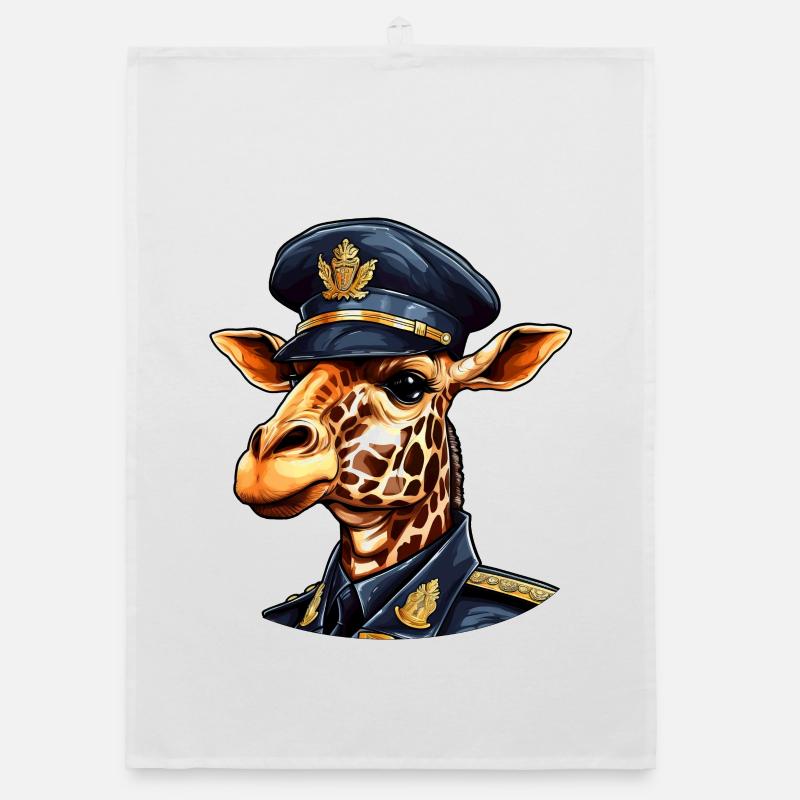 Giraffe Policeman Organic dish towel