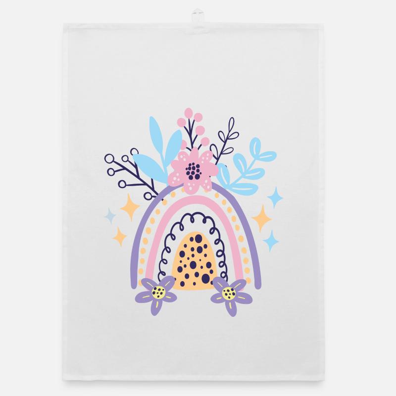 Pastel Rainbow Bloom Organic dish towel