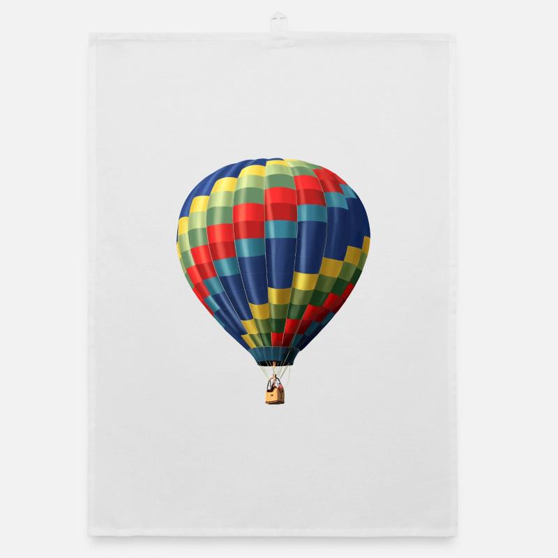 Bunter Heißluftballon mit Farbmuster - Organic Geschirrtuch - Weiß