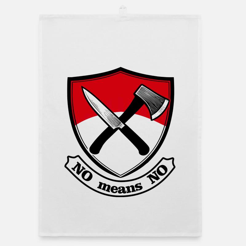 Shield with axe and knife Organic dish towel