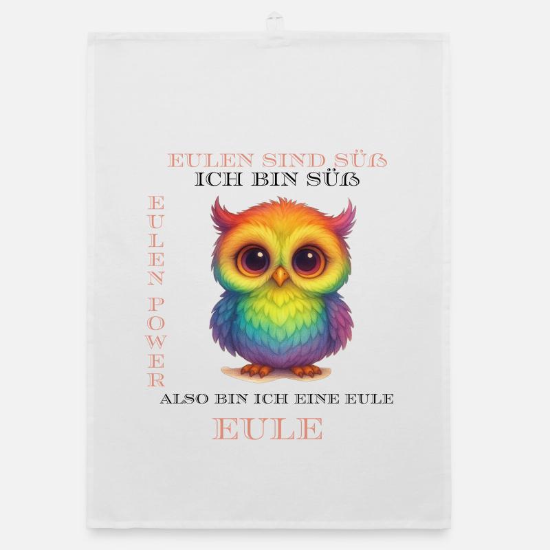 Regenbogen Eulen Power Organic Geschirrtuch