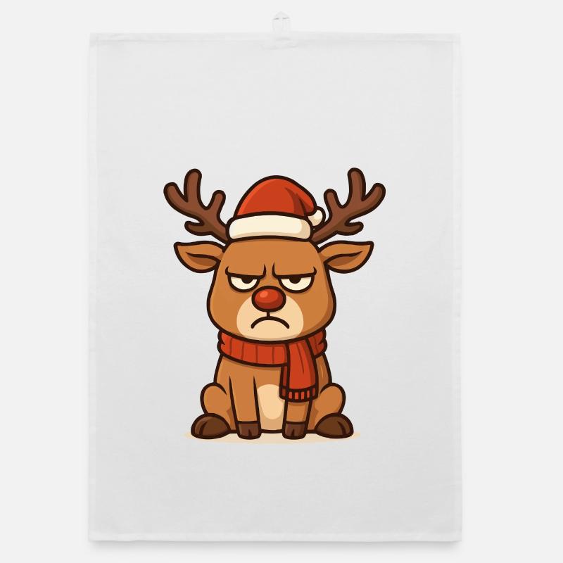 Renne sinistre avec écharpe de Noël Torchon bio