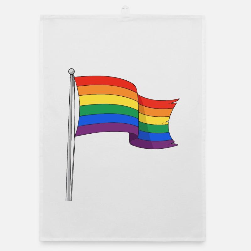Rainbow flag curvy tracks Organic dish towel