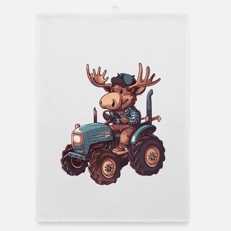 Moose Tractor Farmer Organic dish towel