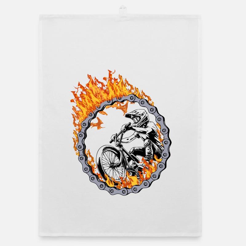 BMX Rider Fire Ring Organic dish towel