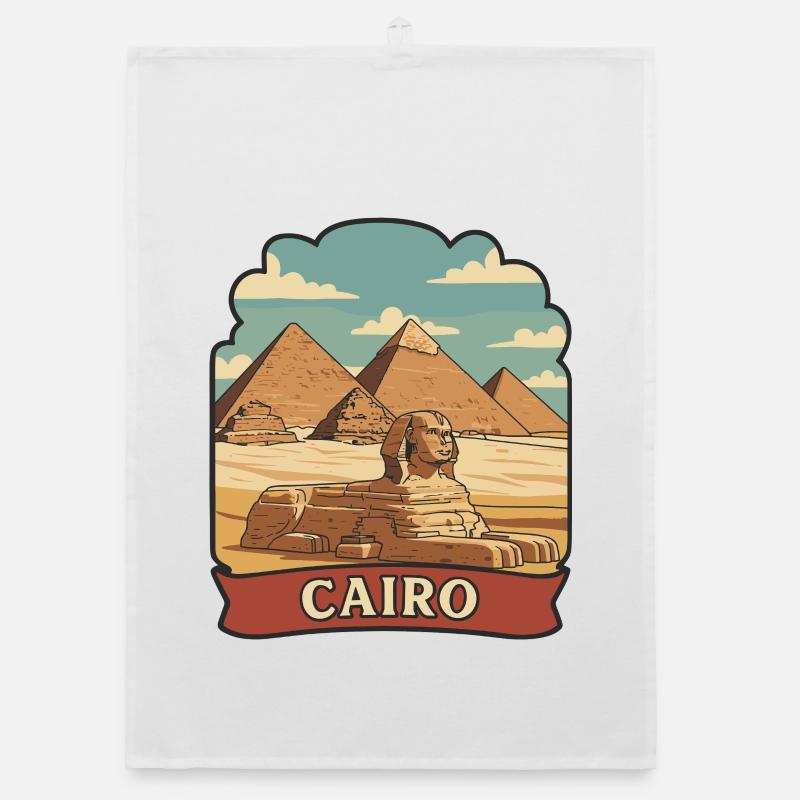 Cairo Egypt Pyramids Sphinx Retro Sticker Organic dish towel