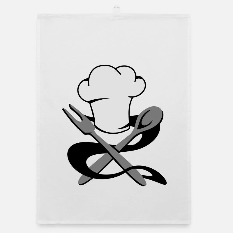 A chef's hat with spoon and fork Organic dish towel