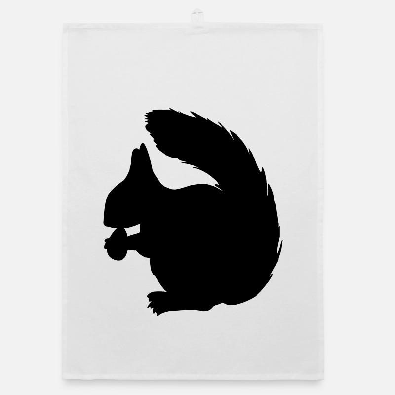 Squirrel with nut shadow figure Organic dish towel