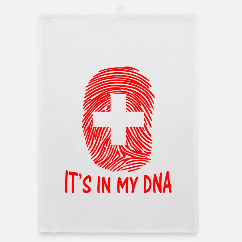 drapeau de la Suisse c'est dans mon ADN Schweiz Suisse - Torchon bio - blanc