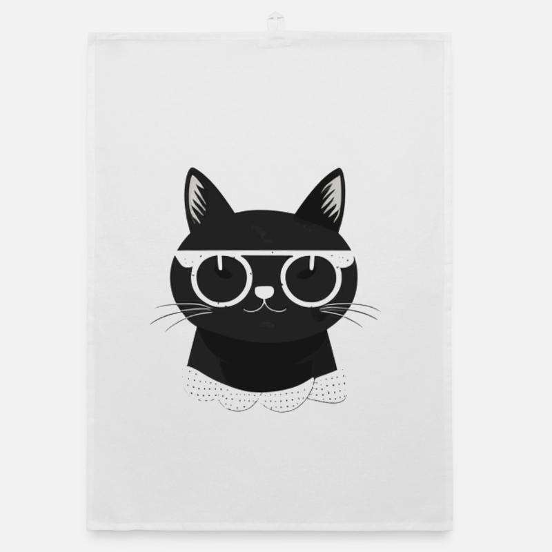 Visage de chat cool avec des lunettes de soleil Torchon bio