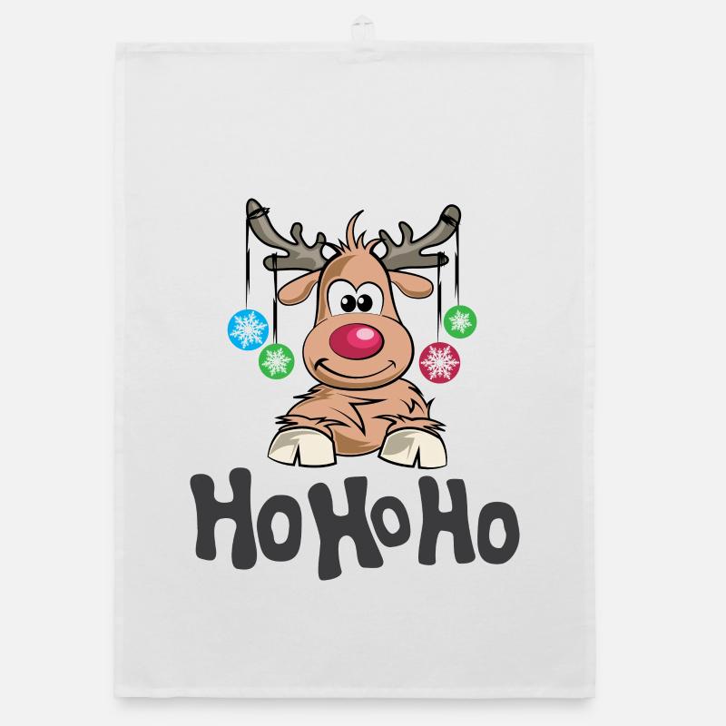 hohoho reindeer moose symbol deer balls icon Organic dish towel