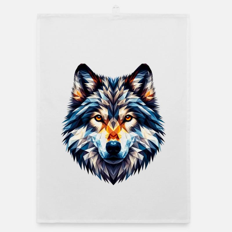 Polygonal Wolf Organic dish towel