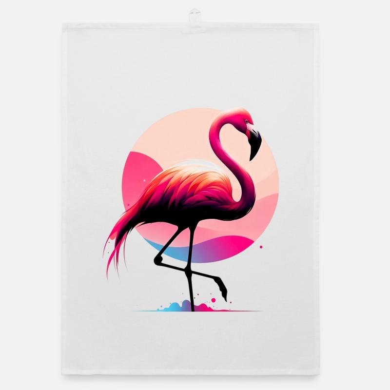 Flamingo - Organic Geschirrtuch - Weiß