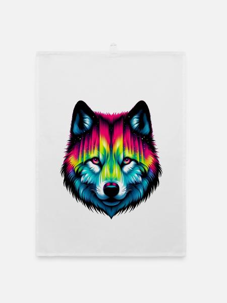 Wolf - Organic dish towel - white - Front