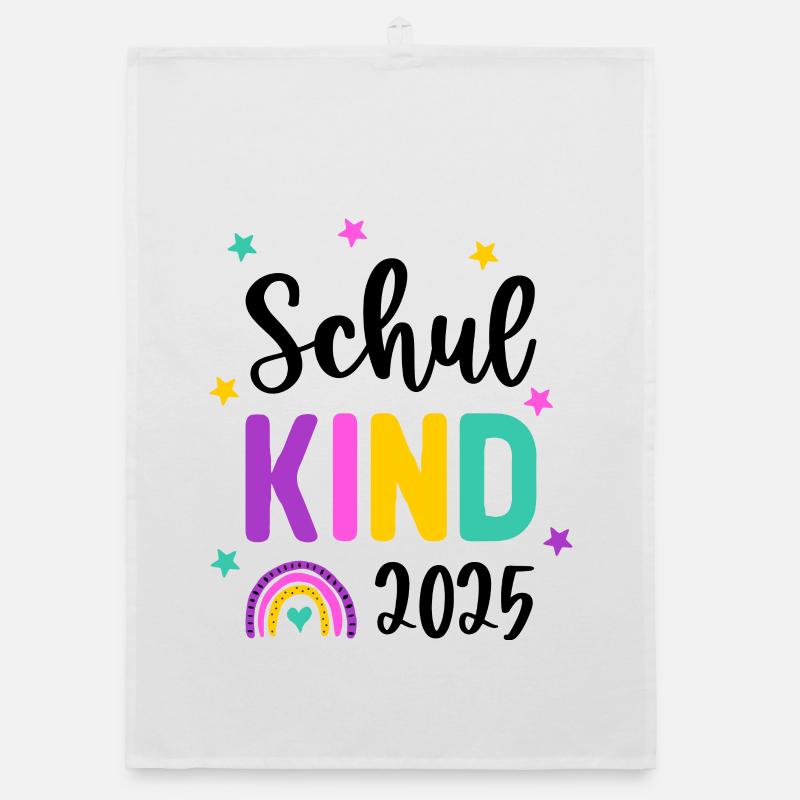 Schulkind 2025 Einschulung Regenbogen Schule Organic Geschirrtuch