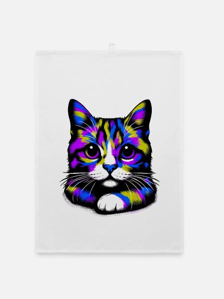 Cat - Organic dish towel - white - Front