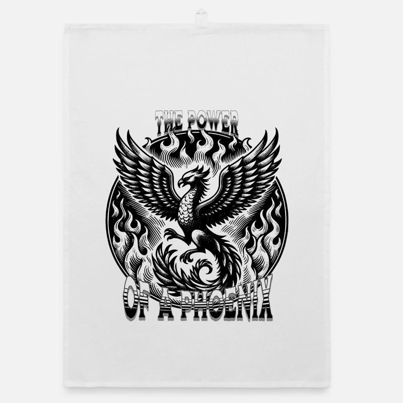 Fiery phoenix with fire Organic dish towel