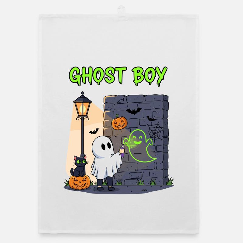 Ghost Boy Halloween Graffiti Torchon bio