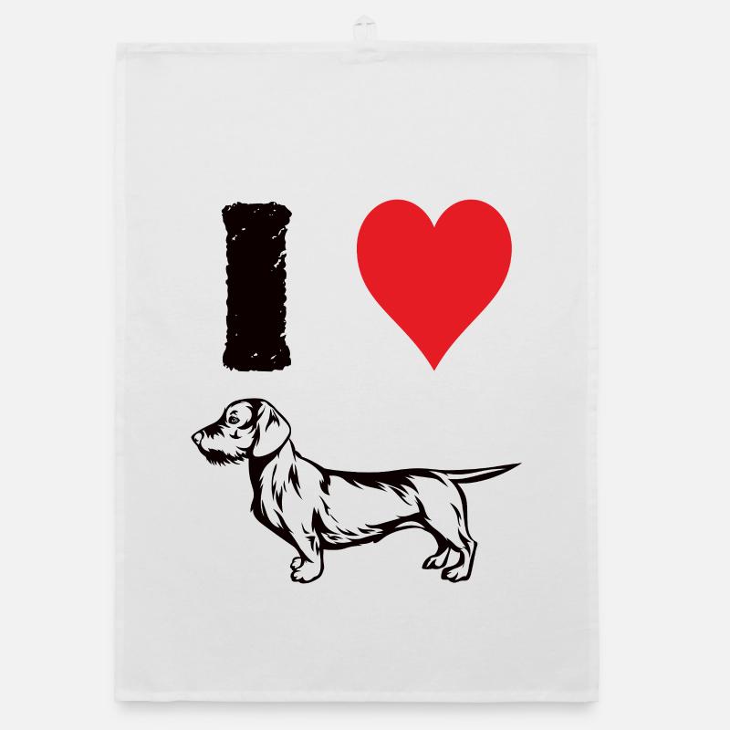 I Love my Dachshund Organic dish towel