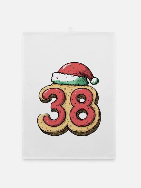 38 Number Biscuit Christmas - Organic dish towel - white - Front