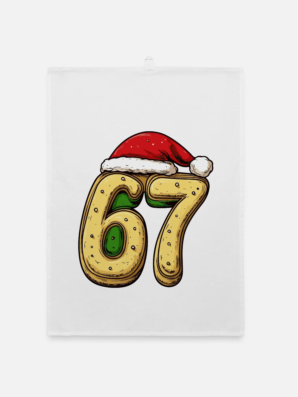 67 Numéro Biscuit Noël - Torchon bio - blanc - Devant