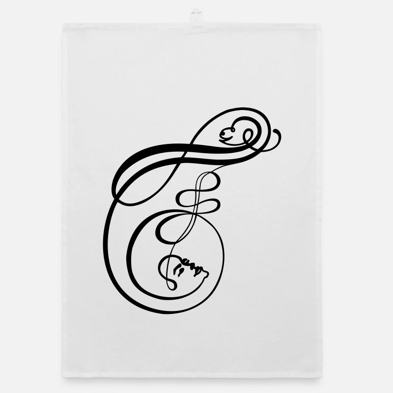 Faces de la calligraphie en forme de lettre F Torchon bio