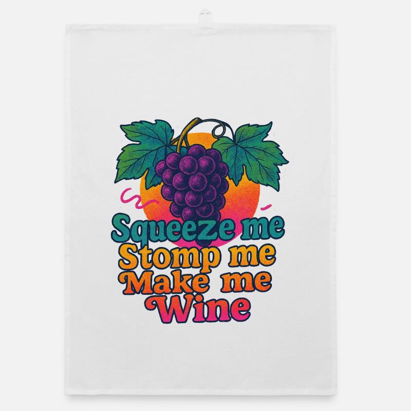 Grapes Squeeze Stomp Make Wine Organic dish towel